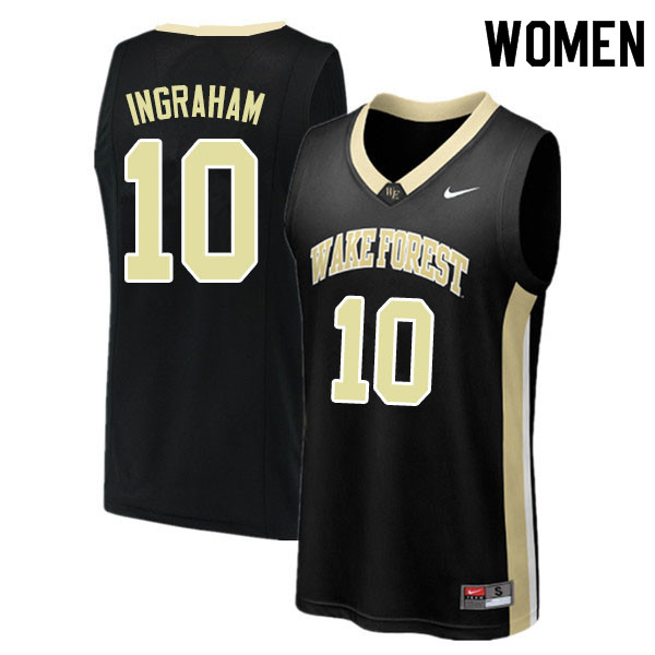 Women #10 Tariq Ingraham Wake Forest Demon Deacons College Basketball Jerseys Sale-Black